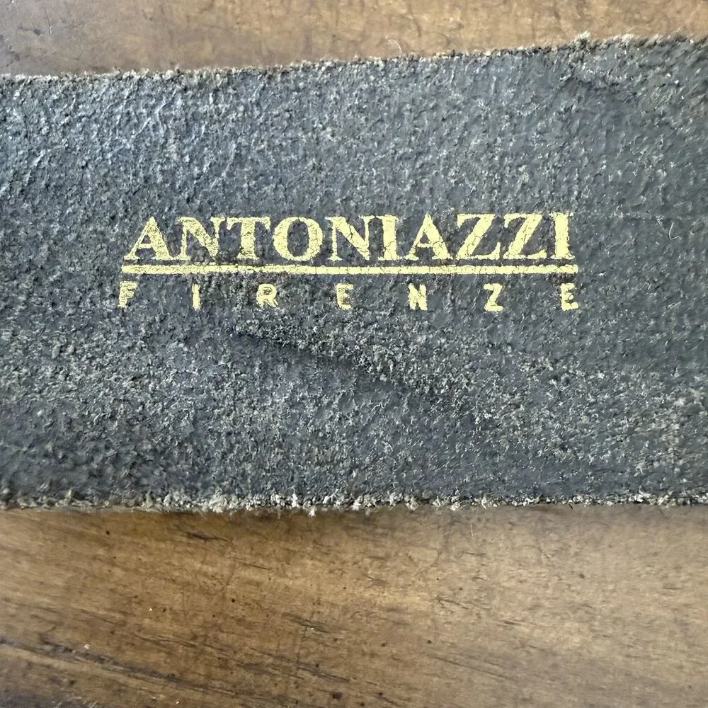 Vintage Antoniazzi Firenze Y2K Gold Nugget Italy genuine Leather Mens Belt Sz XL